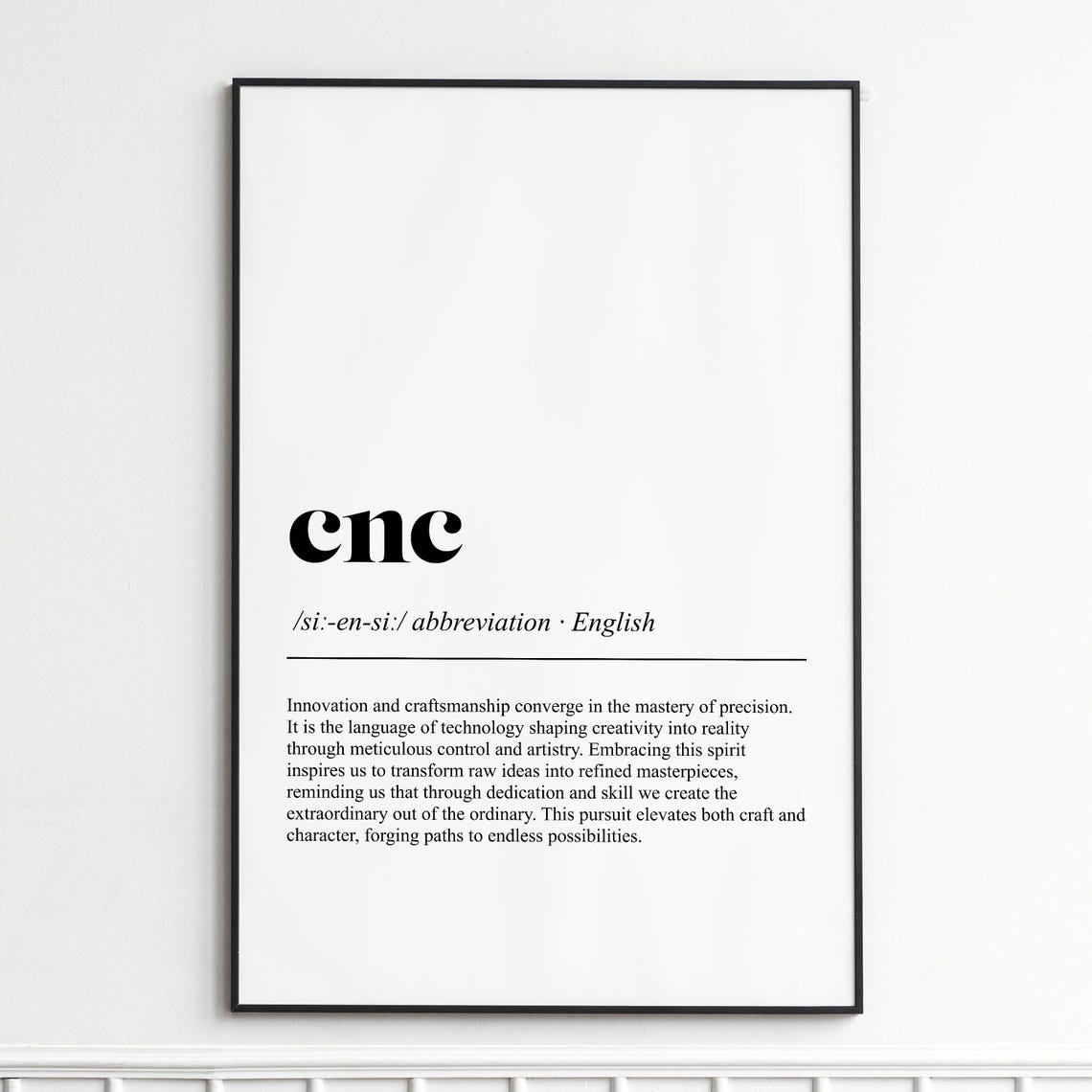 CNC Elegant Minimalist Dictionary Definition Typography Poster