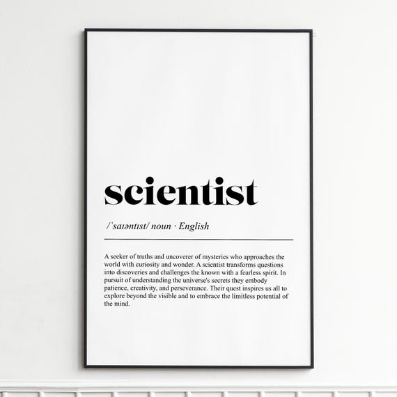 Scientist Definition Print Inspirational Dictionary Wall Art Modern Typography Poster Home Decor