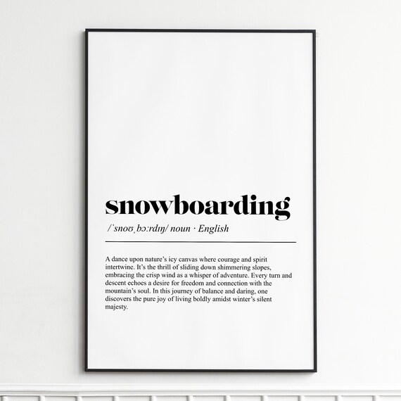 Snowboarding Dictionary Definition Typography Winter Sport Poster