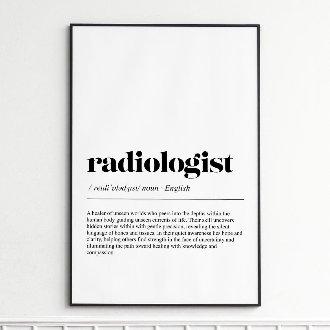 Radiologist Definition Print Inspirational Dictionary Wall Art Modern Typography Poster Home Decor
