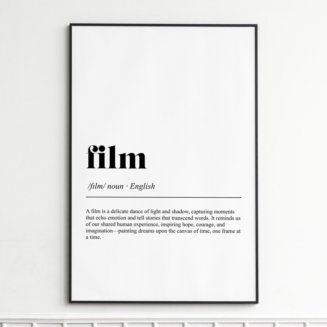 Film Cinema Definition Typography Black Serif Dictionary Poster