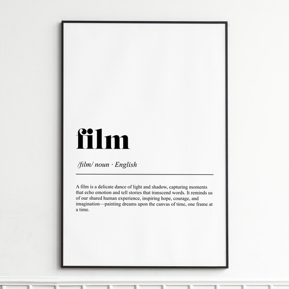 Film Cinema Definition Typography Black Serif Dictionary Poster