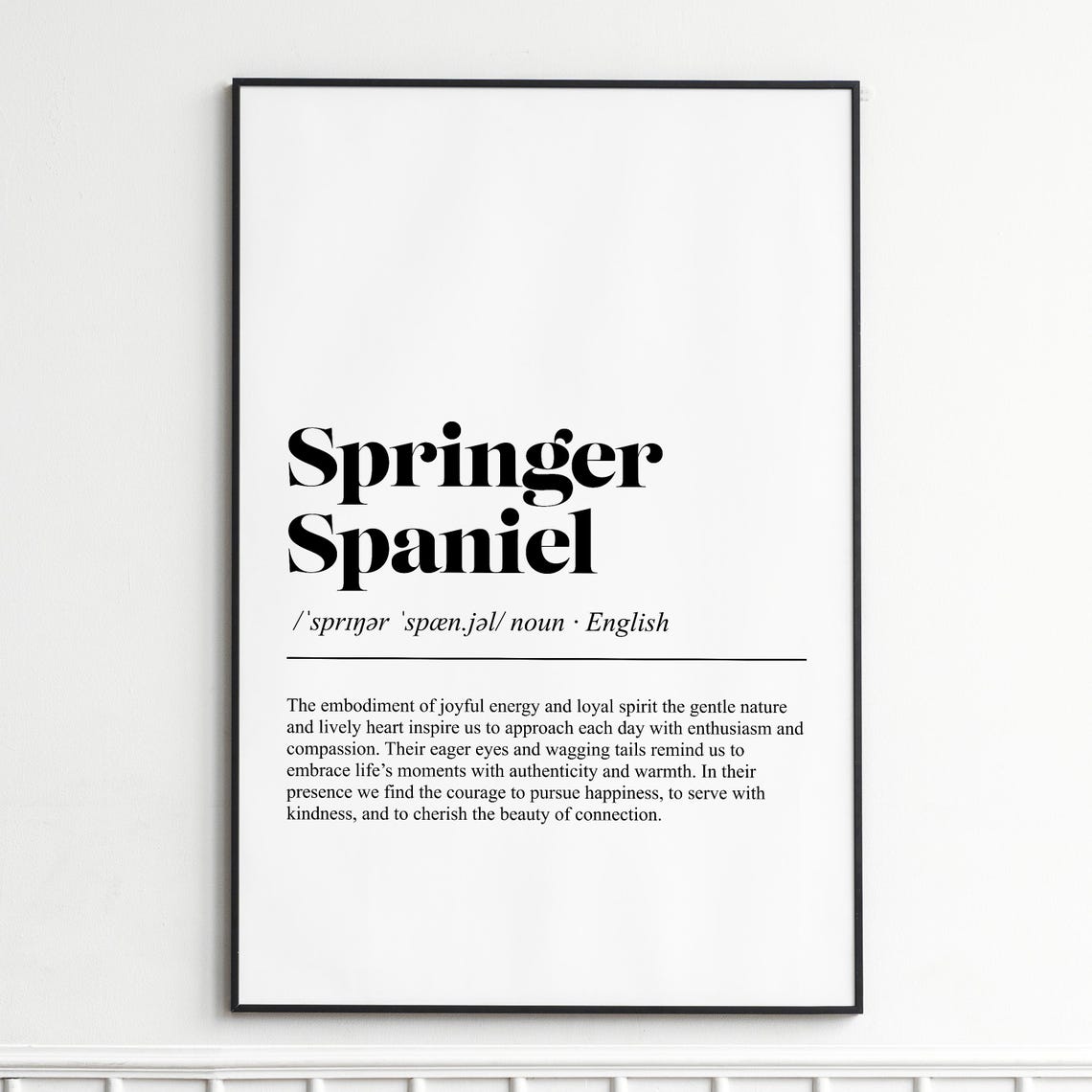 Springer Spaniel Definition Poster Modern Dictionary Typography