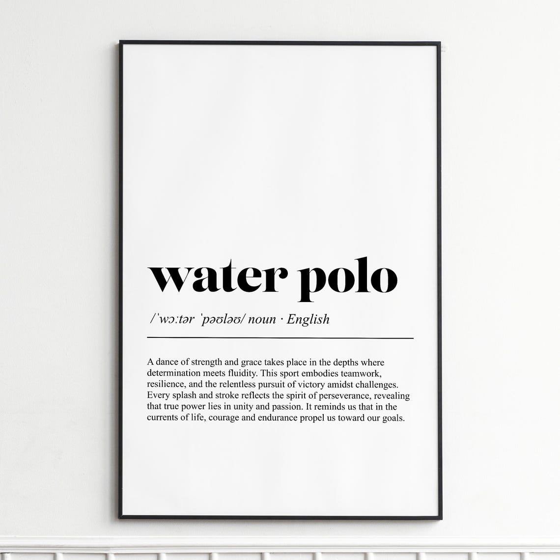Water Polo Definition Poster Dictionary Typography Sports Wall Decor