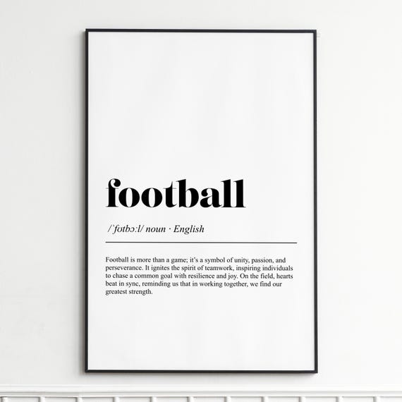 Football Definition Print Vintage Typography Wall Art Classic Dictionary Style Poster Home Decor
