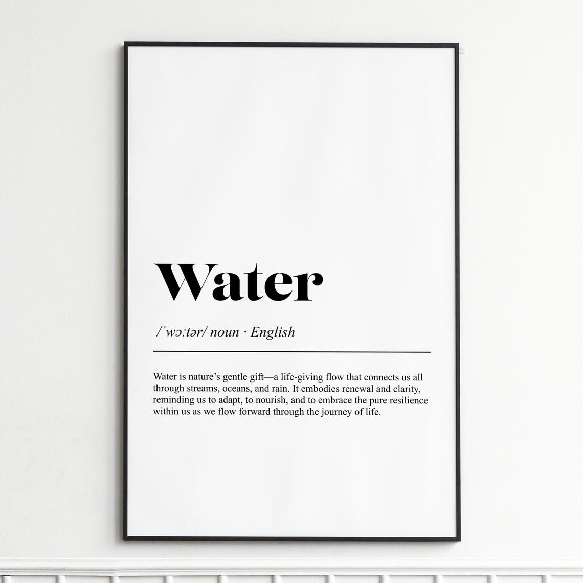 Water Flow Nature Dictionary Word Definition Typography Poster