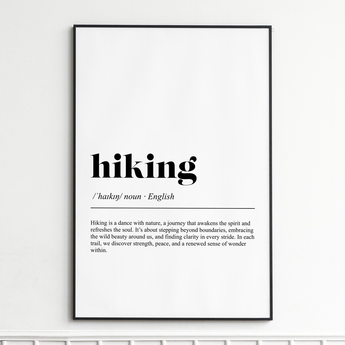 Hiking Definition Minimalist Dictionary Inspirational Nature Trail Poster