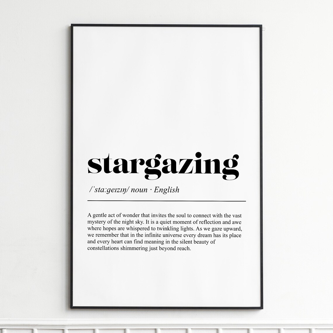 Stargazing Word Definition Night Sky Minimalist Typography Poster