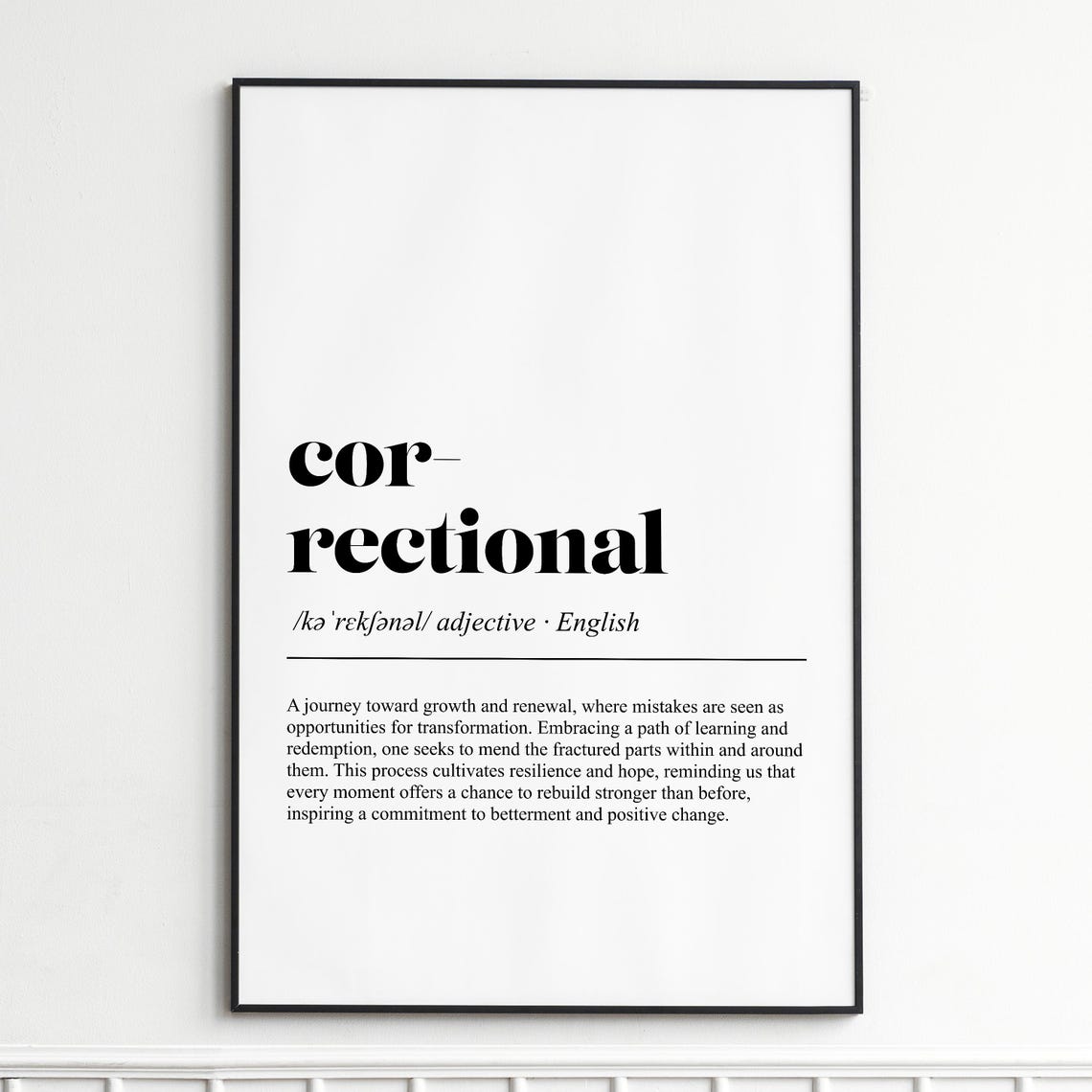 Correctional Definition Print Inspirational Dictionary Wall Art Modern Typography Poster Home Decor