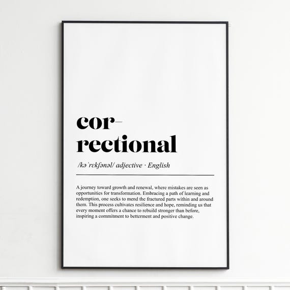Correctional Definition Print Inspirational Dictionary Wall Art Modern Typography Poster Home Decor