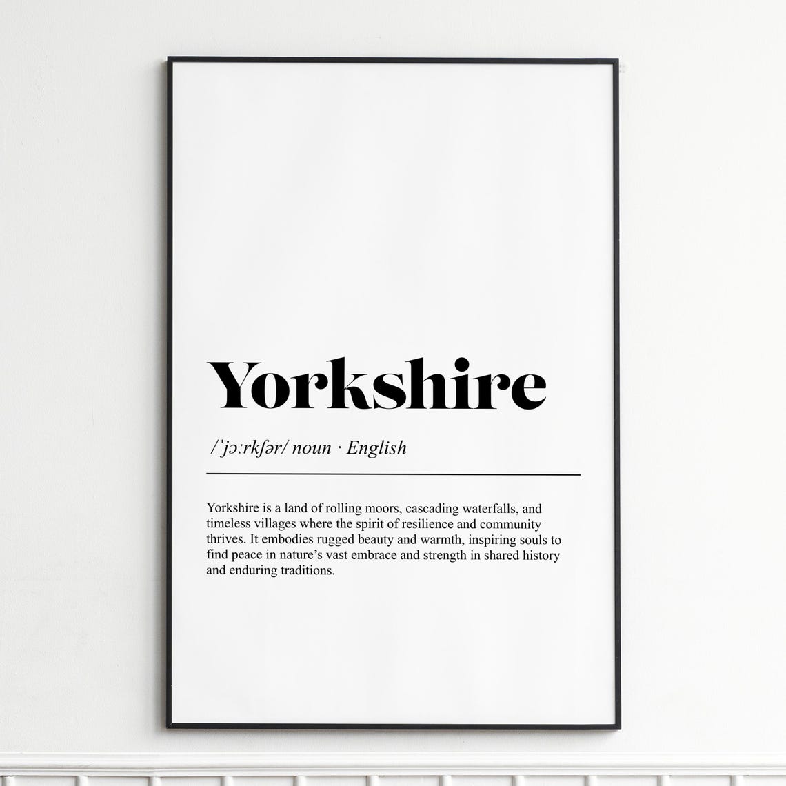 Yorkshire England Dictionary Word Definition Typography Poster