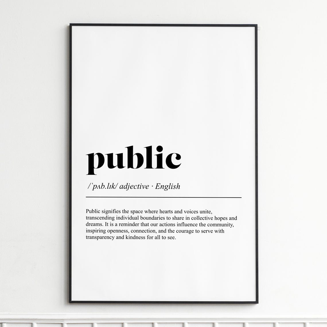 Public Community Togetherness Definition Typography Dictionary Poster