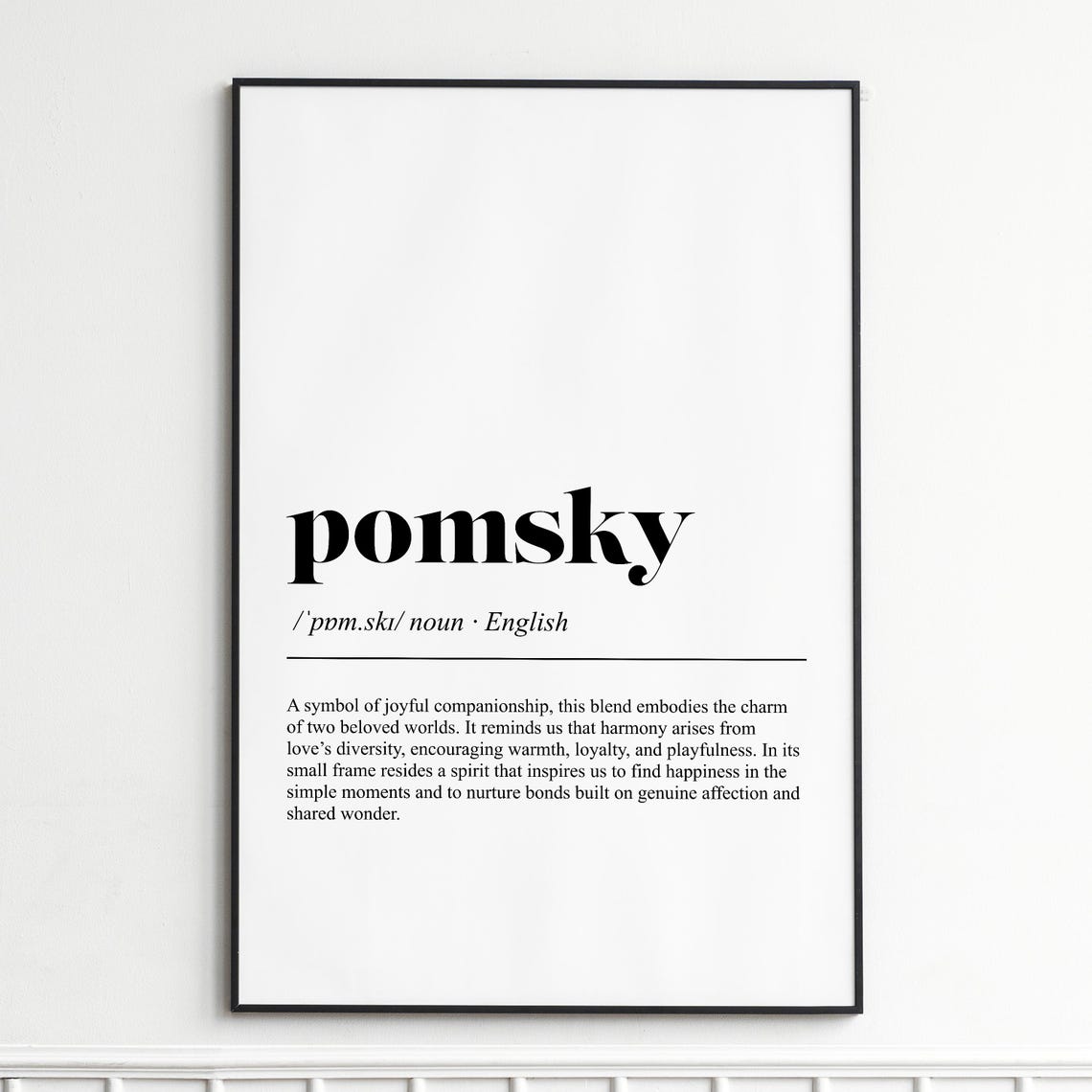 Pomsky Definition Poster Dictionary Dog Breed Typography Wall Decor