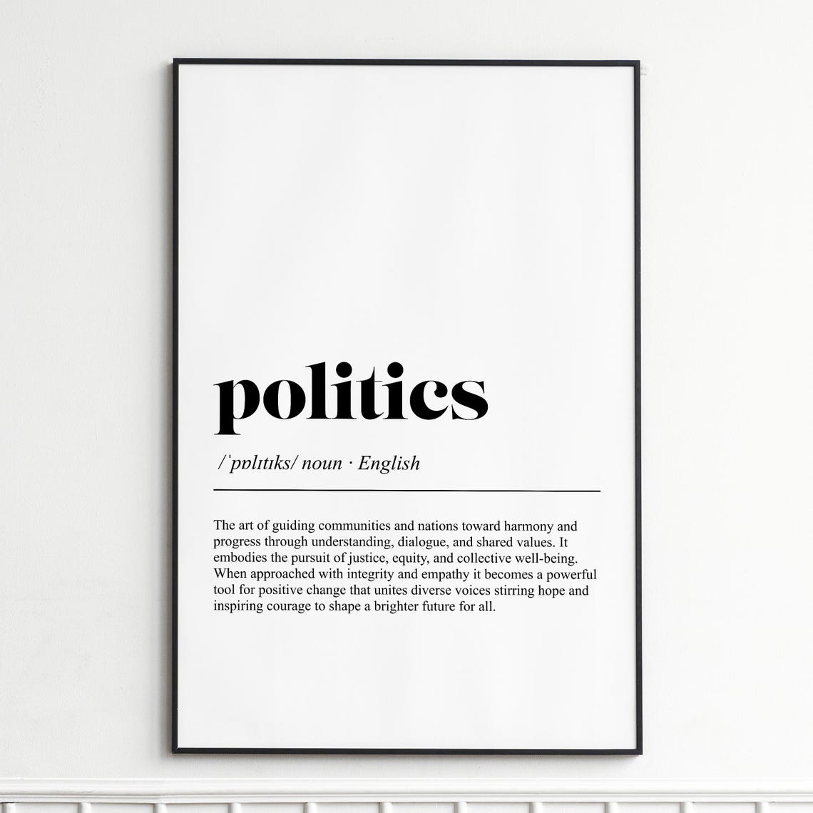 Politics Dictionary Definition Typography Inspirational Word Poster