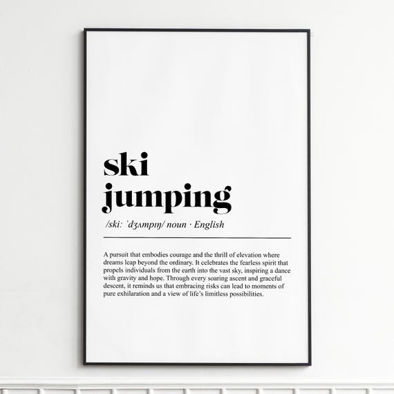Ski Jumping Definition Print Inspirational Dictionary Wall Art Modern Typography Poster Home Decor