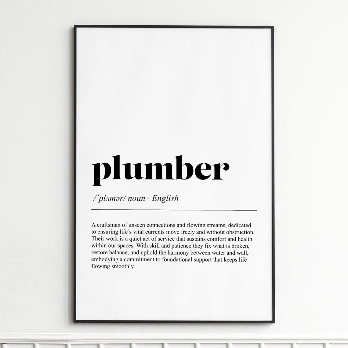 Plumber Definition Poster Dictionary Typography Career Gift Decor