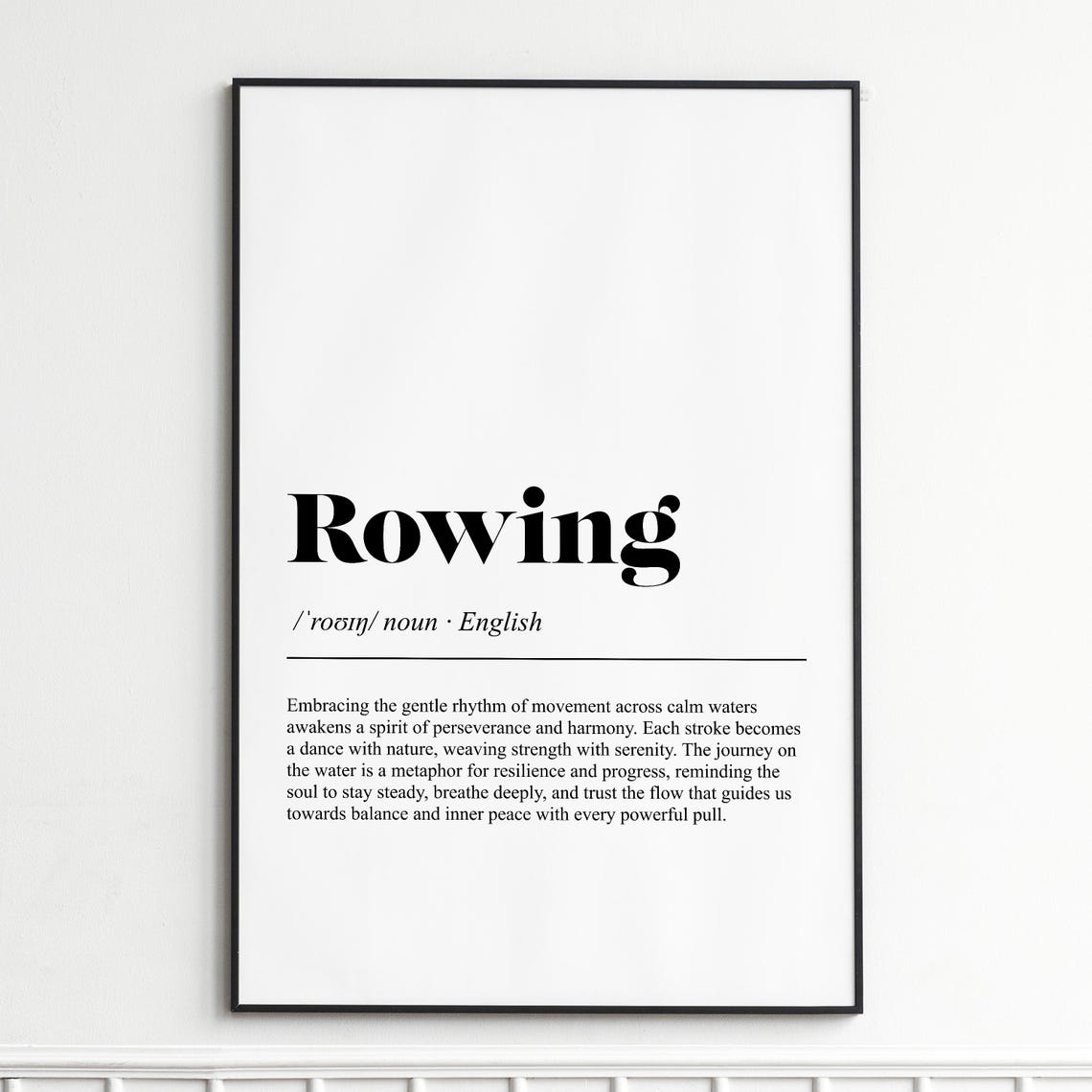 Rowing Definition Poster Dictionary Style Modern Typography Art