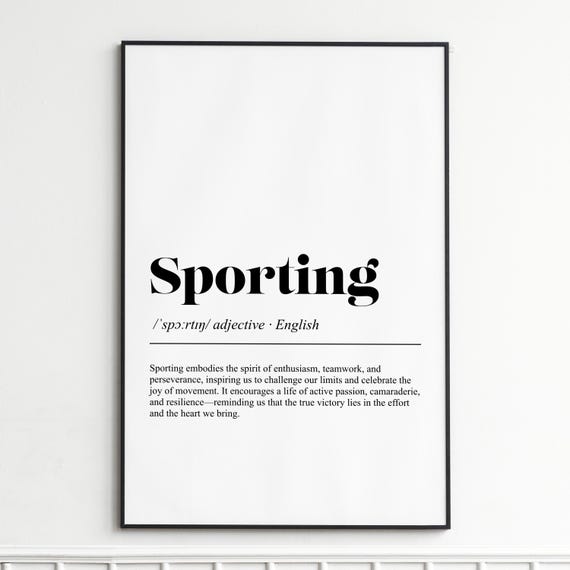 Sporting Definition Print Inspirational Dictionary Wall Art Elegant Typography Poster Home Decor