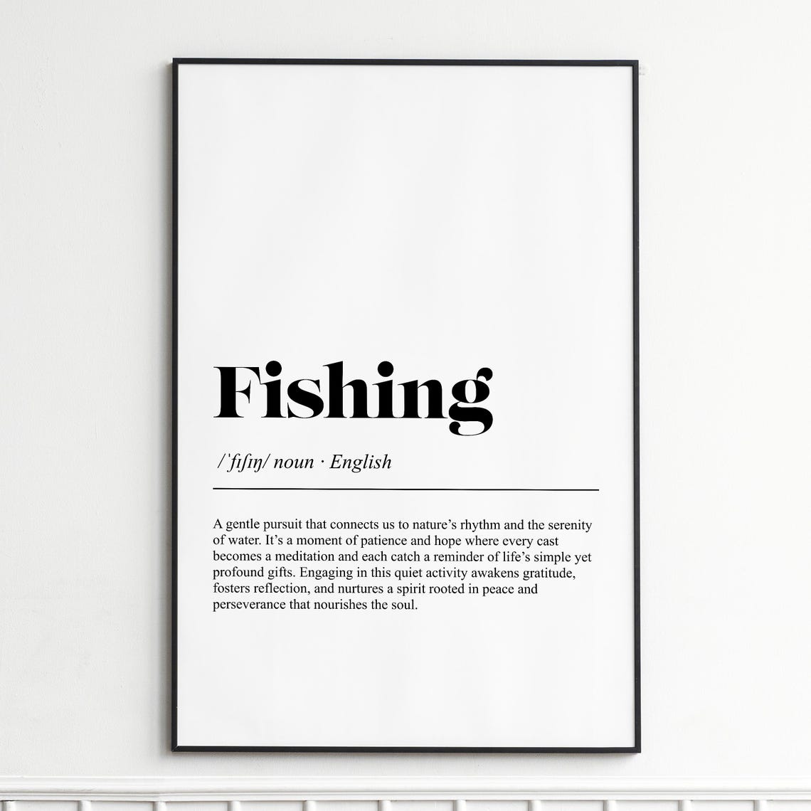 Fishing Hobby Print Definition Minimalist Dictionary Wall Art Modern Typography Poster Decor For Enthusiasts