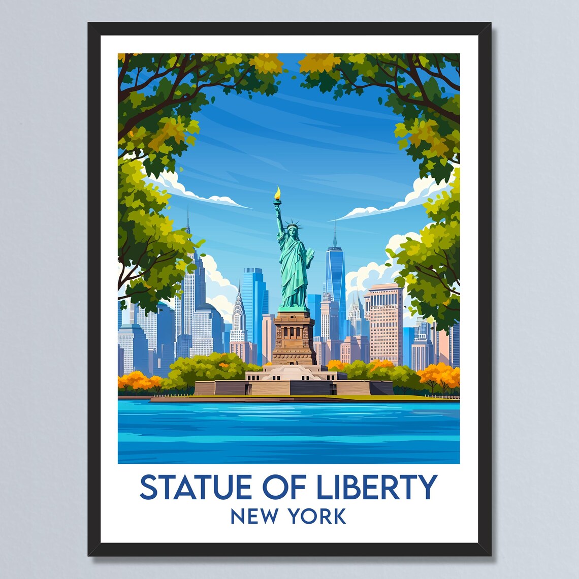 Statue of Liberty New York City Skyline Torch Summer Harbor Poster