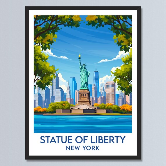 Statue of Liberty New York City Skyline Torch Summer Harbor Poster