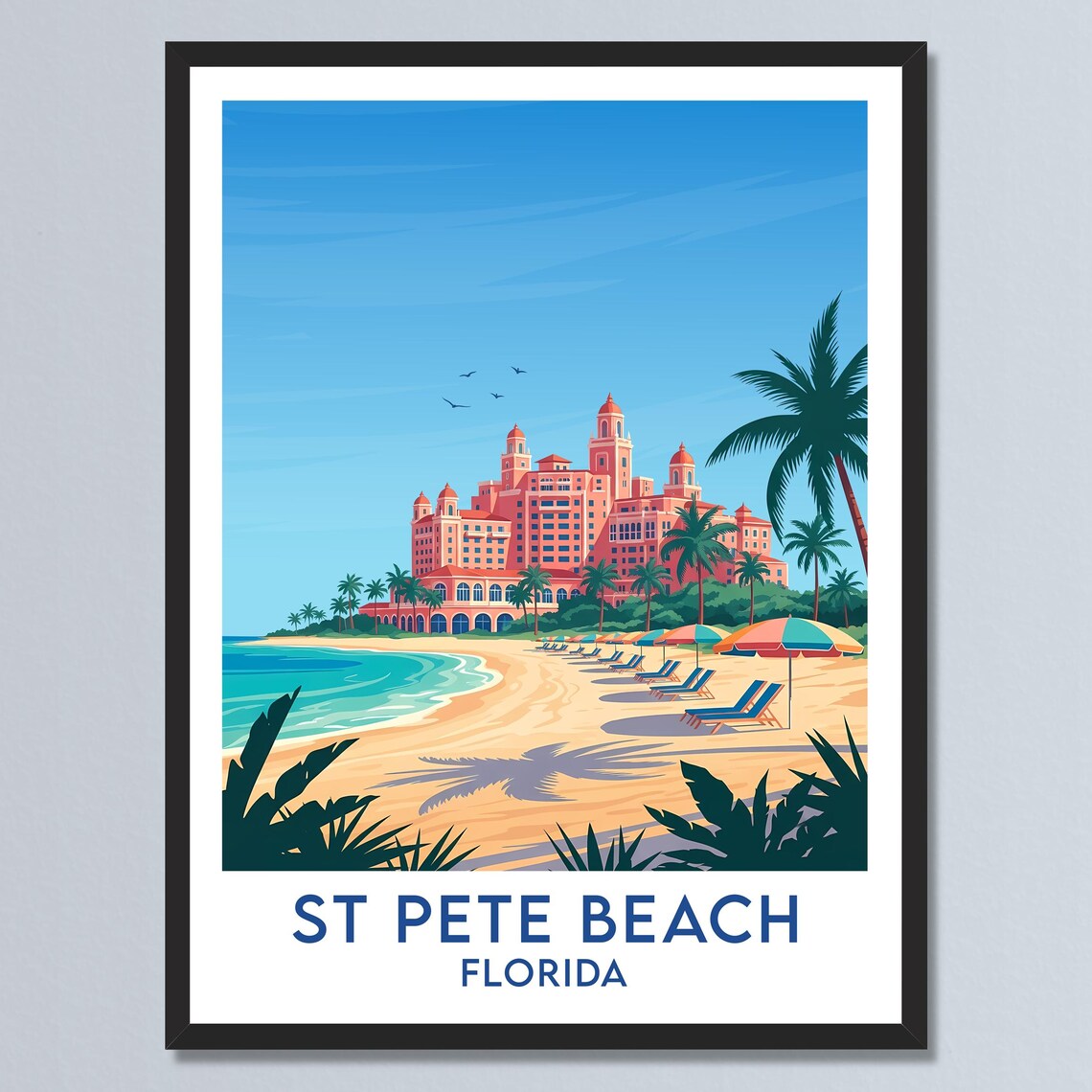 St Pete Beach Florida Pink Resort Hotel Beach Umbrellas Poster