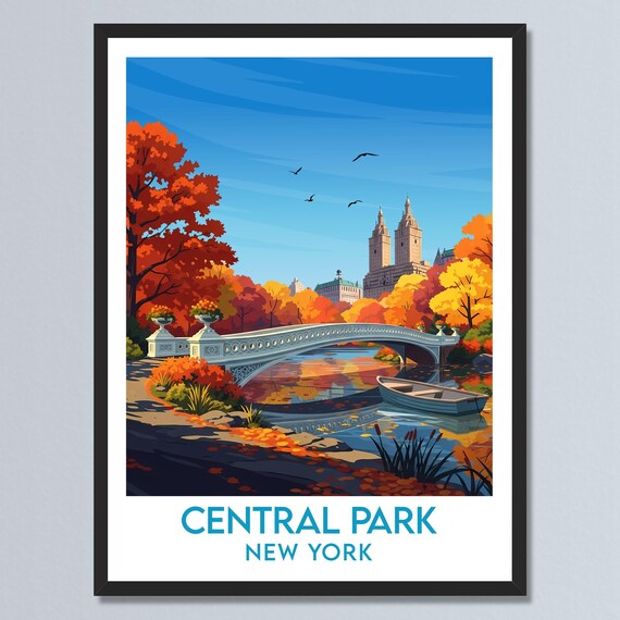 Central Park New York Famous Bow Bridge Autumn Foliage Poster