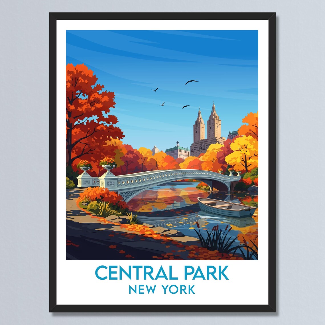 Central Park New York Famous Bow Bridge Autumn Foliage Poster