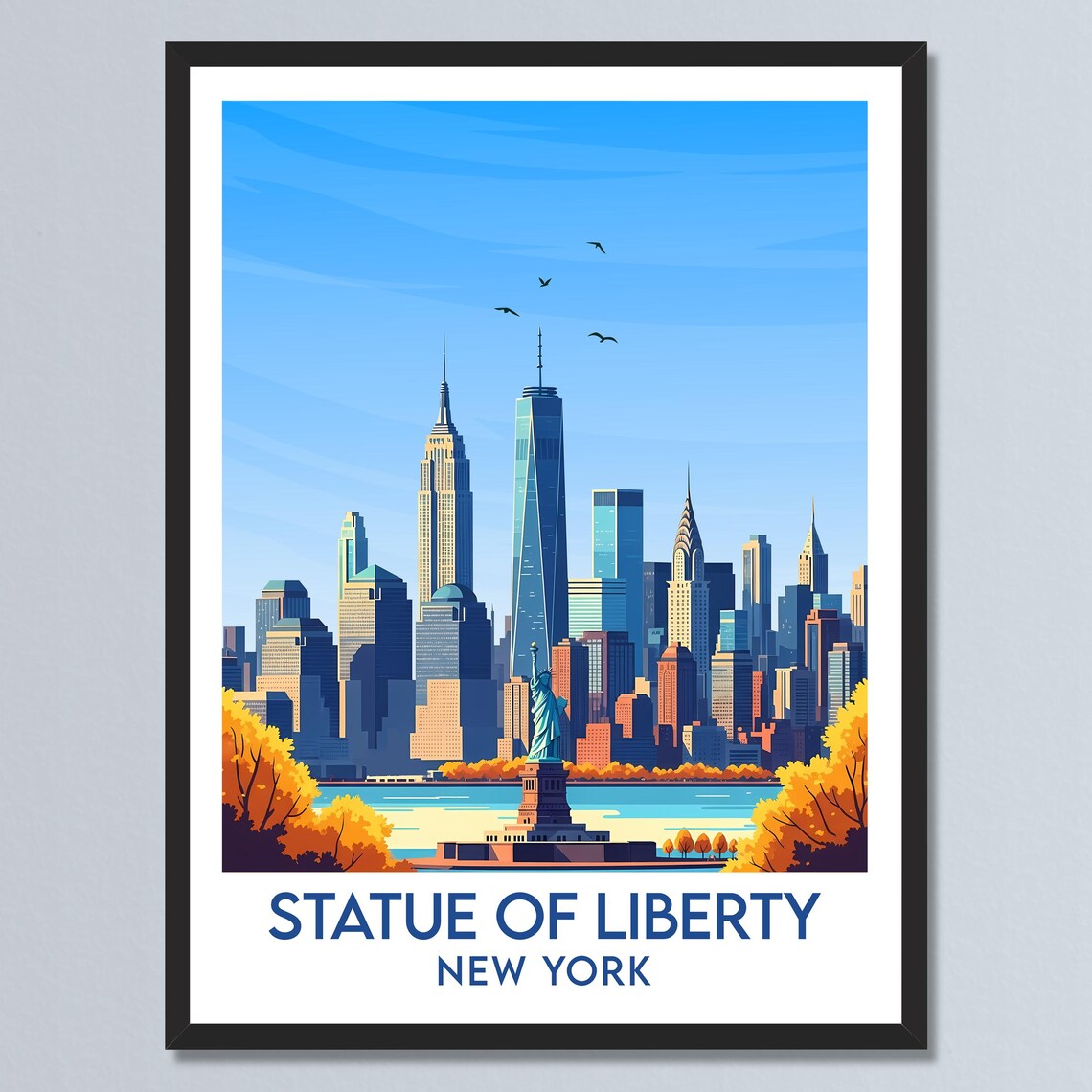 Statue of Liberty New York Manhattan Skyline Fall Autumn Poster