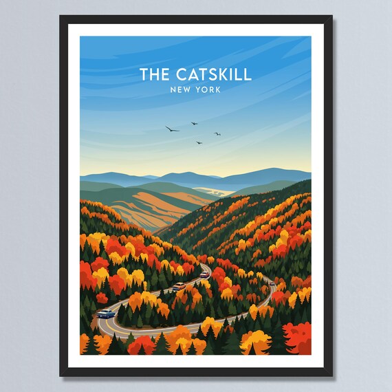 The Catskill New York Autumn Mountain Road Scenic Drive Poster