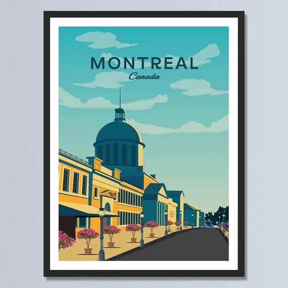 Montreal Canada Grand Dome Architecture Street Retro Travel Poster