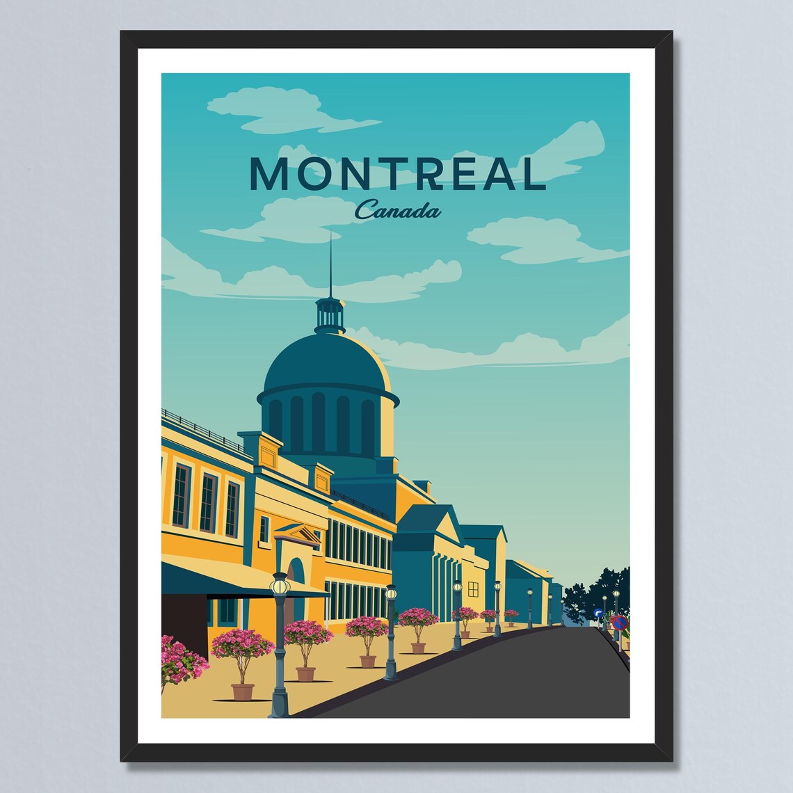 Montreal Canada Grand Dome Architecture Street Retro Travel Poster