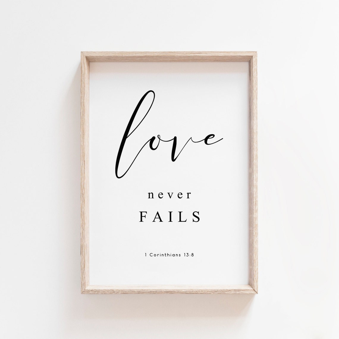 Love Never Fails 1 Corinthians 13 Verse 8 Scripture Quote Poster