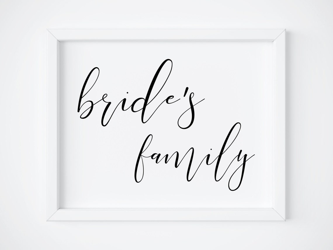 Brides Family Elegant Script Wedding Ceremony Sign Wall Poster