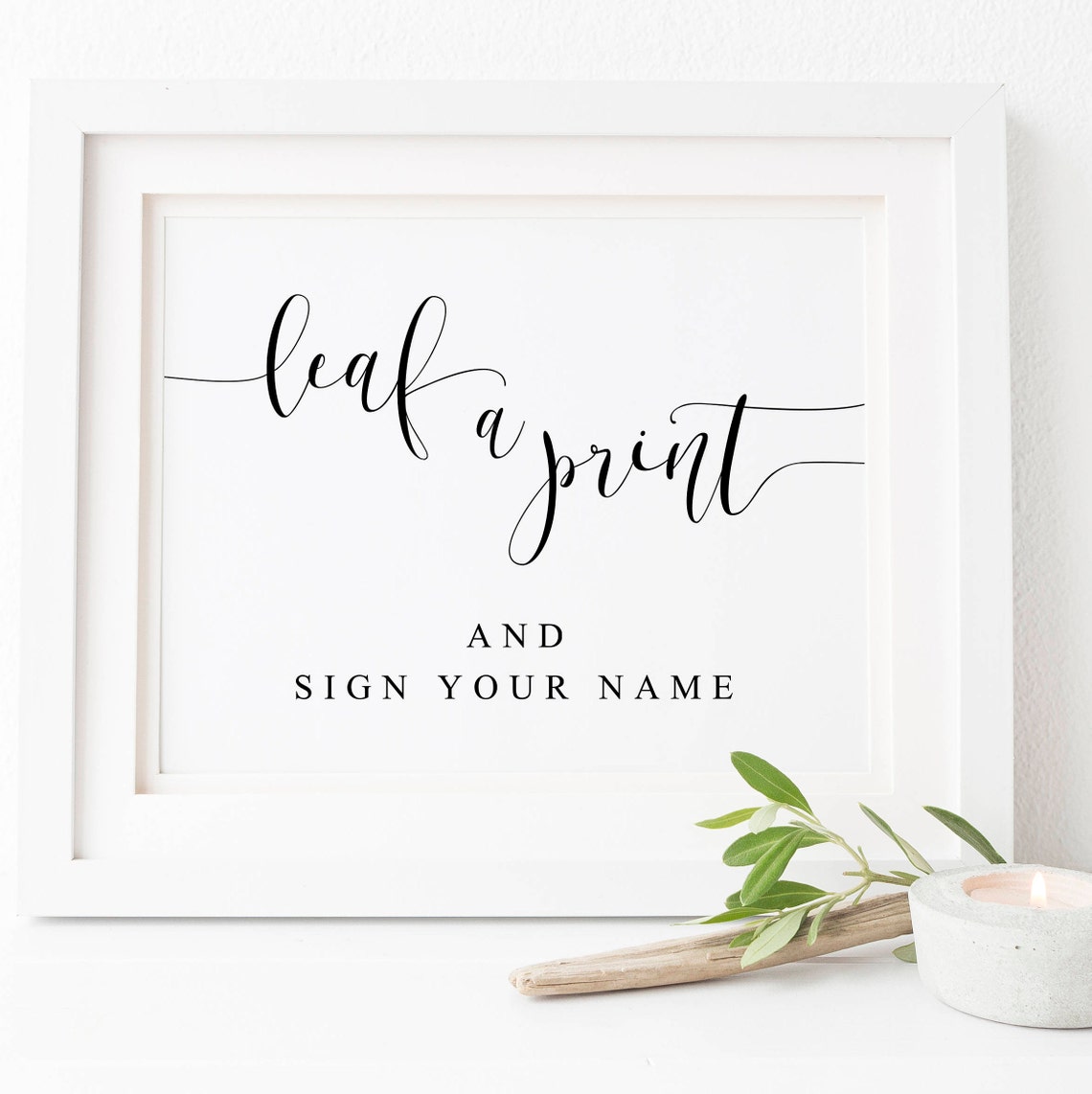 Leaf a Fingerprint and Sign Your Name Wedding Guest Tree Sign Poster