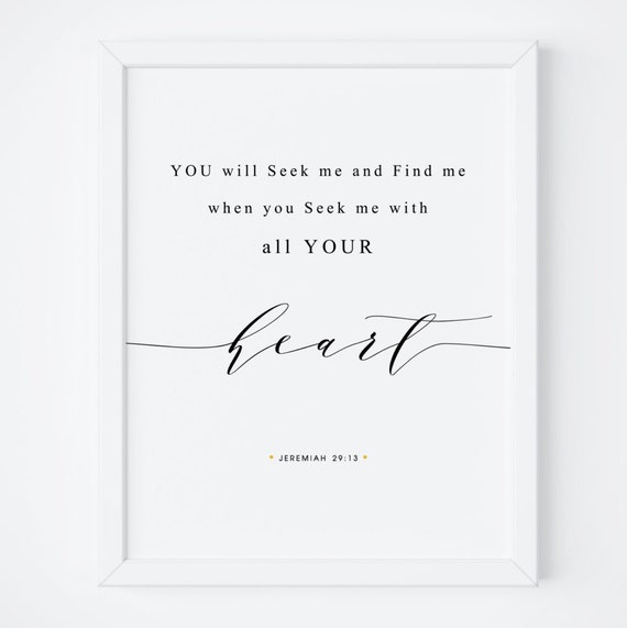 Jeremiah 29:13 Bible Verse Home Wall Art
