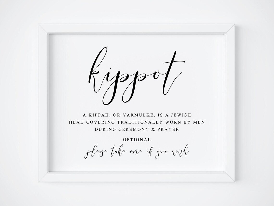 Kippot Wedding Sign, Jewish Wedding Sign Art Print