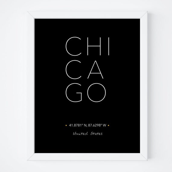 Chicago City Poster, Coordinates Typography Art