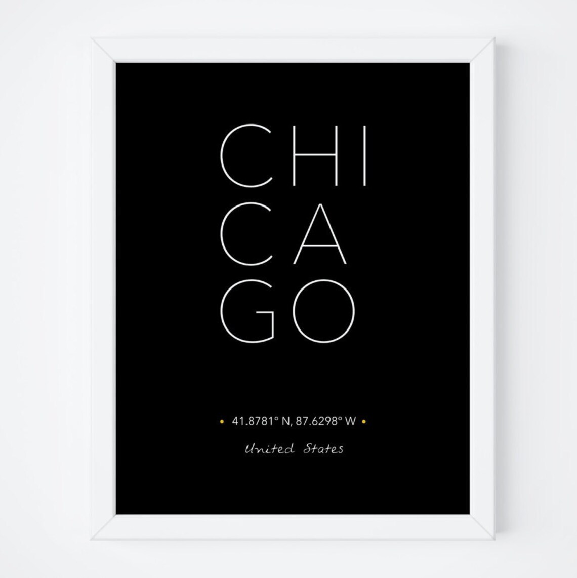 Chicago City Poster, Coordinates Typography Art