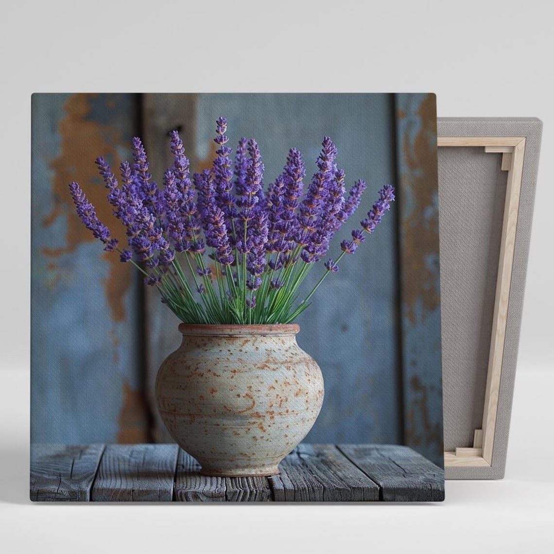 Lavender Bouquet Rustic Pot Farmhouse Wood Still Life Floral Print