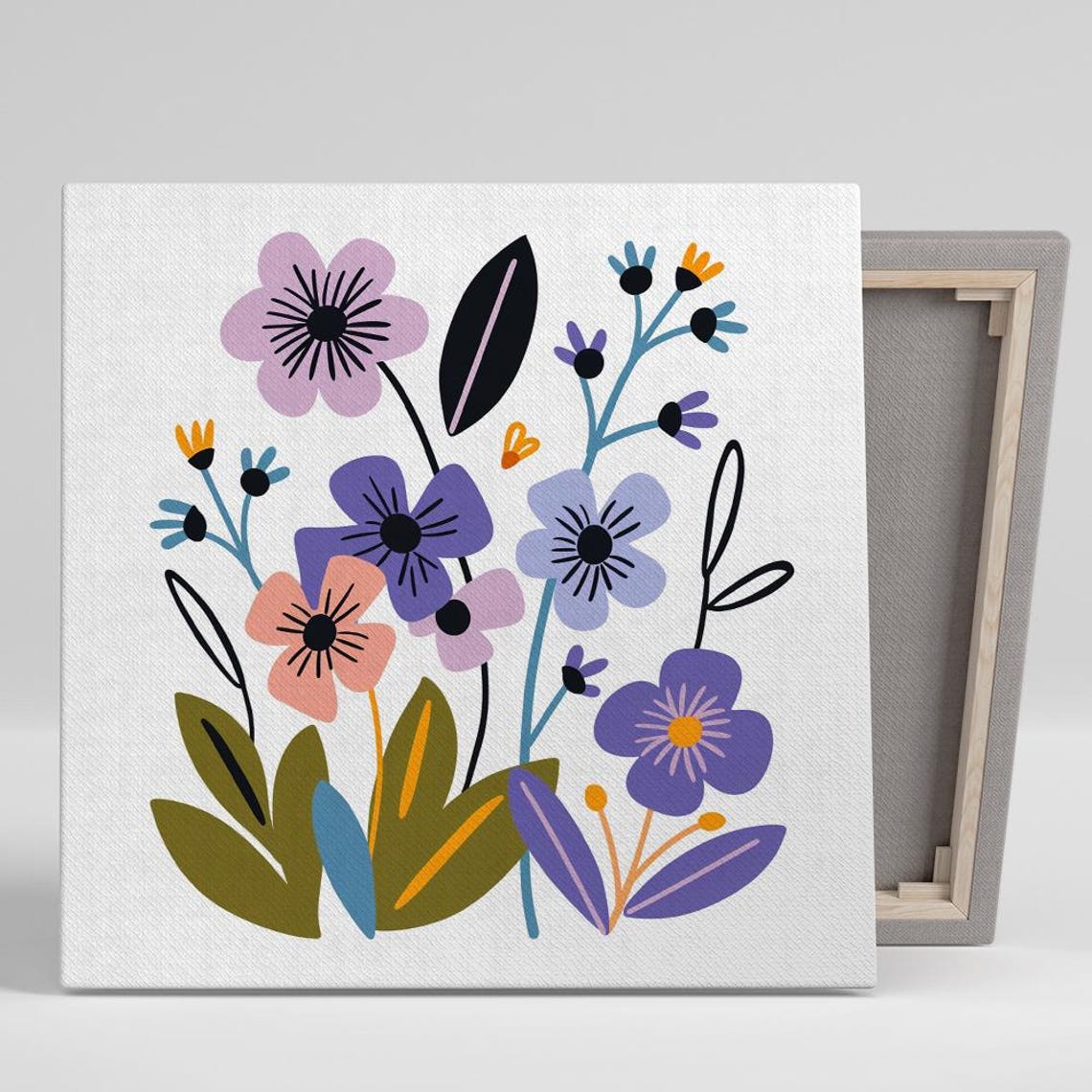 Whimsical Pansy Parade Flat Vector Colorful Kids Room Art Poster