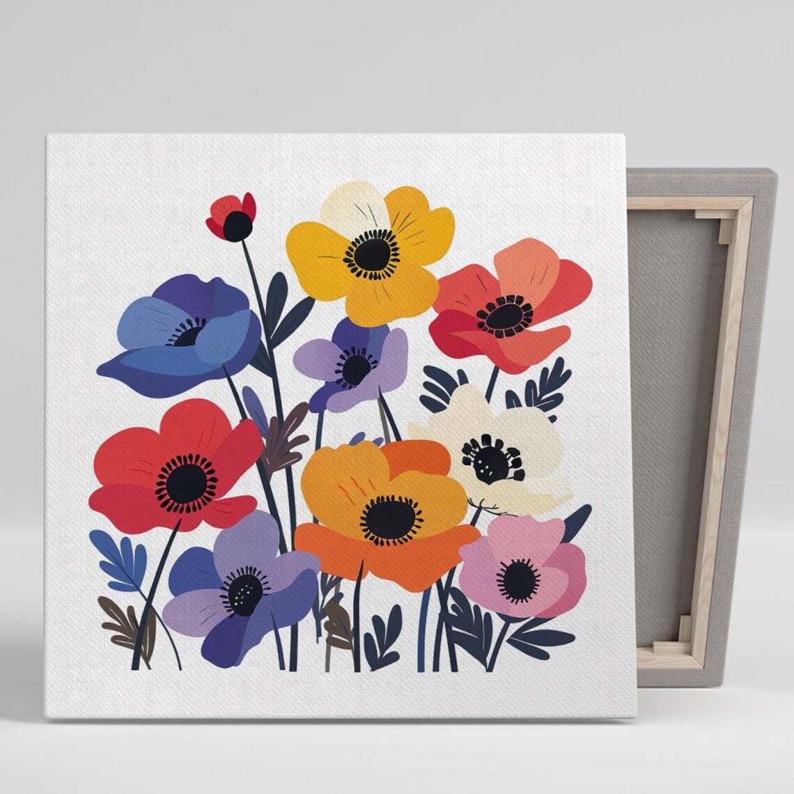 Poppy Floral Contemporary Living Room Art Print