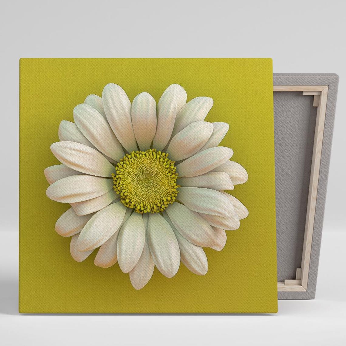 White Daisy Bold Lime Green Background 3D Style Modern Floral Poster