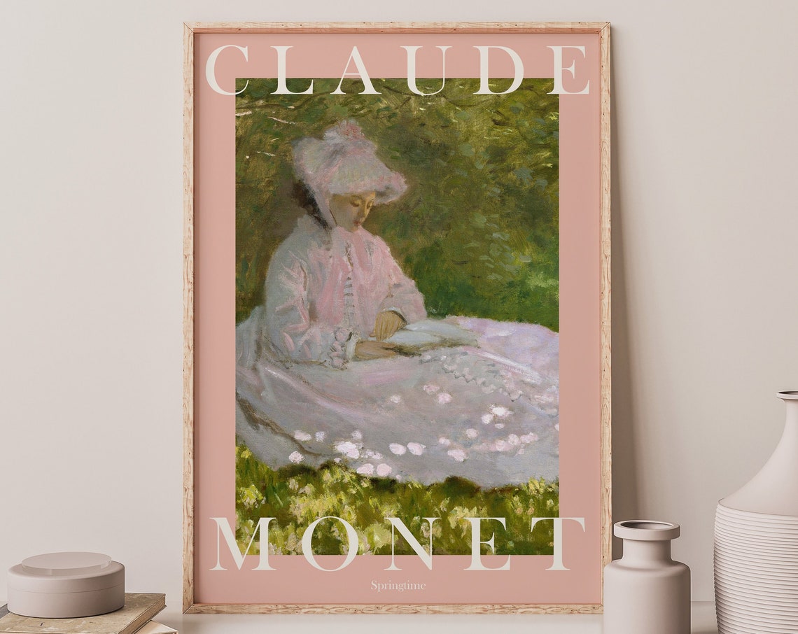 Claude Monet Springtime Woman Reading In Meadow Flowers Poster