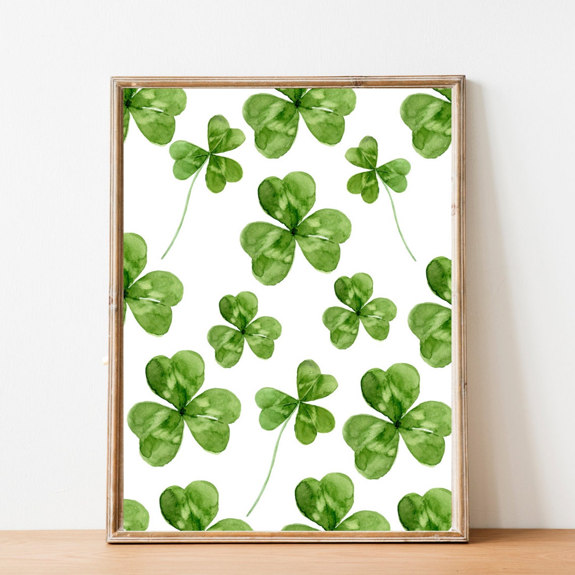 Watercolor Green Shamrock Clover Pattern St Patricks Day Poster - Image 2