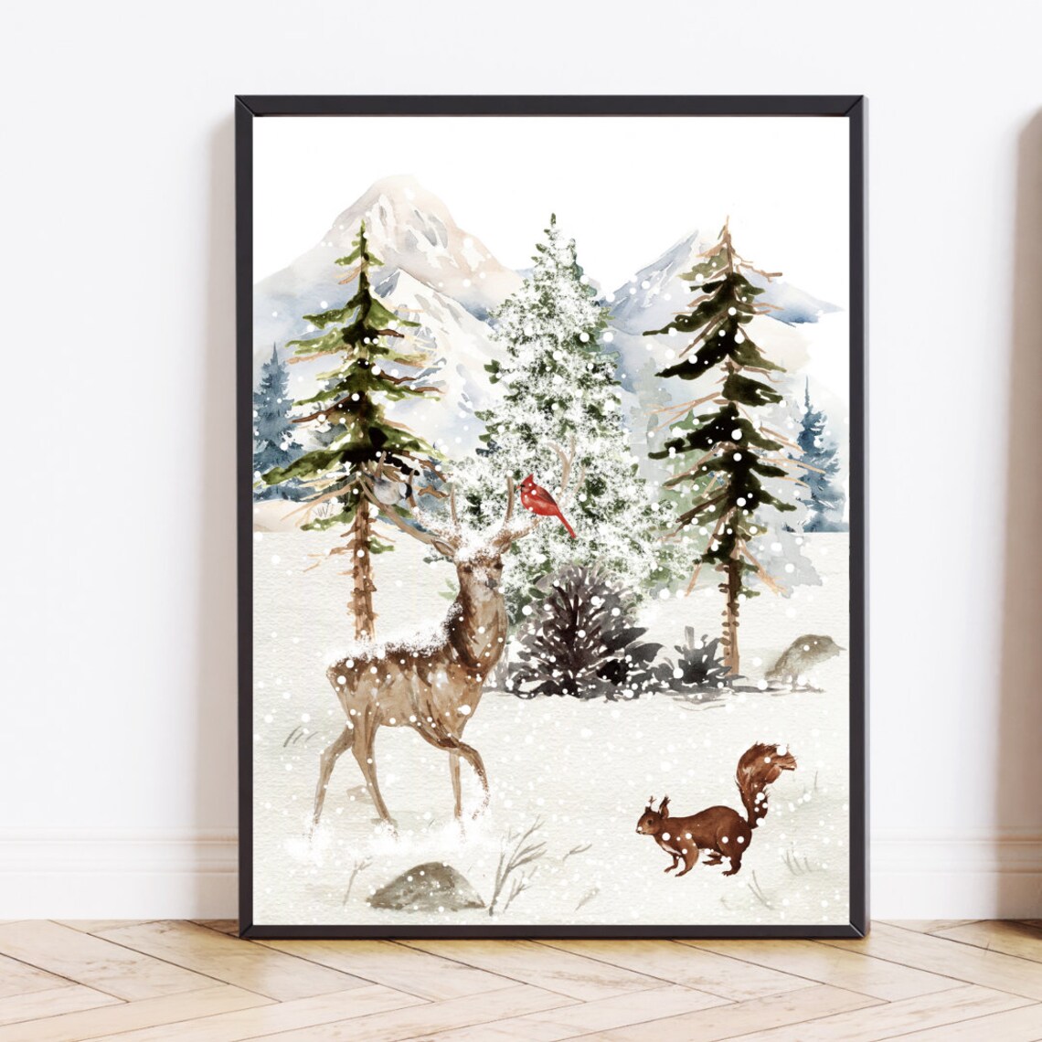 Winter Prints Rustic Holiday Decor, Snow Scene