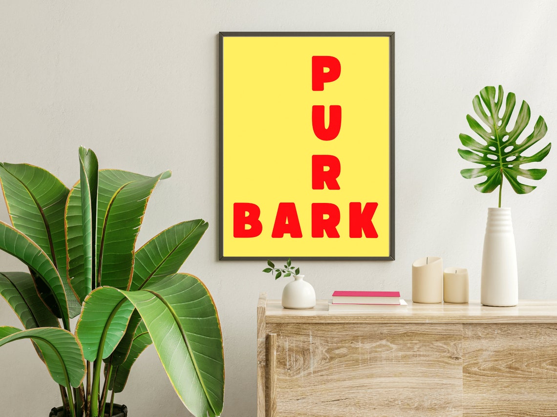 Purr Bark Bold Black Typography Minimalist Cat Dog Wordplay Poster - Image 2