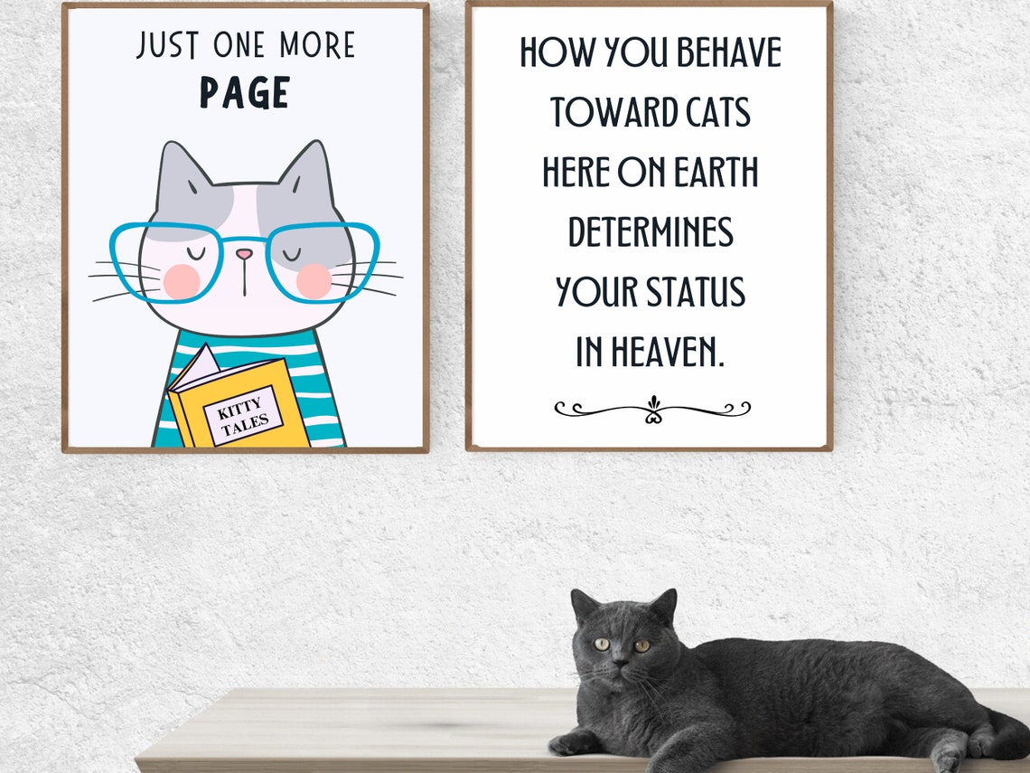 Just One More Page Cute Cat Reading Glasses Kitty Tales Book Poster - Image 2