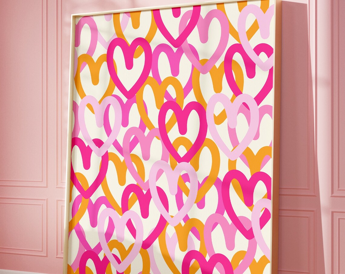 Graffiti Hearts Art Print, Colorful Abstract Decor