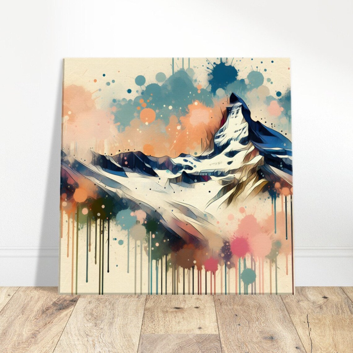 Snowy Summit Oil Painting, Impressionism Landscape - Image 3